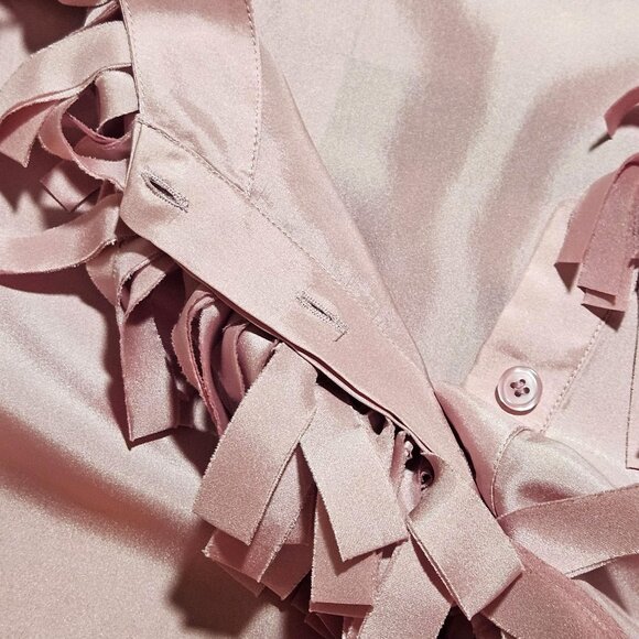 Silk J.Crew Women's Pastel Pink Ruffle Blouse Easter Spring top size 2 - Picture 6 of 12